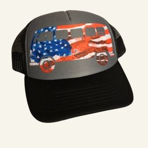 Volkswagen American Flag Bus Trucker Hat NWT